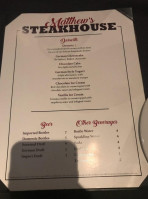 Matthew's Steakhouse menu