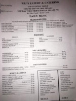 R B J's Cafe menu