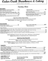 Cedar Creek Brewhouse And Eatery Farmers Branch menu