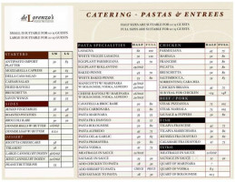 Delorenzo's Italian Restaurants menu