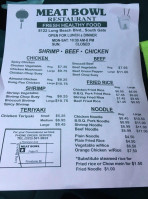 Meat Bowl menu