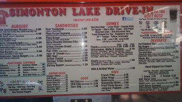 Simonton Lake Drive In menu