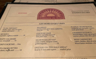 Brasserie Du Soleil menu