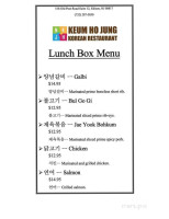 New Keum Ho Jung menu