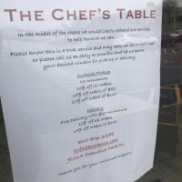 The Chef's Table By All-ways Catering menu