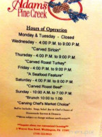 Adams Pine Creek Buffet and Catering menu