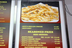 Jeffs Burgers menu