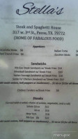 Stellas Steak And Spaghetti House menu