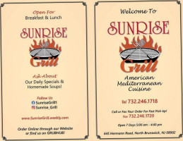 Sunrise Grill menu