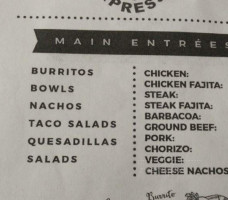 Burrito Xpress menu