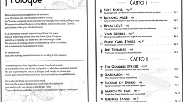 The Bluebird Cocktail Room menu
