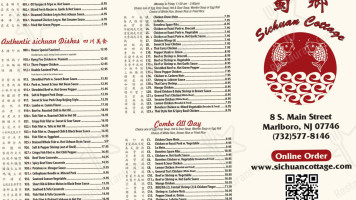 Sichuan Cottage menu