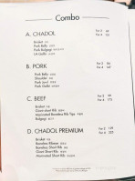 Chadol Korean Bbq menu