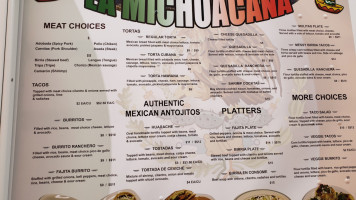 Taqueria La Michoacana menu