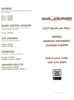 Quik Burger menu