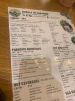 Bubble In Paradise menu