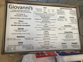 Giovanni's Pizza Subs menu