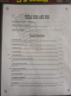 Texas Ribs and BBQ menu