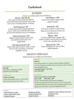 Turtle Back Golf Dining menu