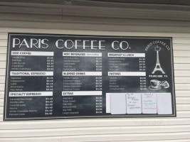 Paris Coffee menu