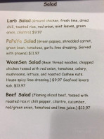 Prosser Thai Bistro menu