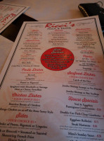 Ricci's menu
