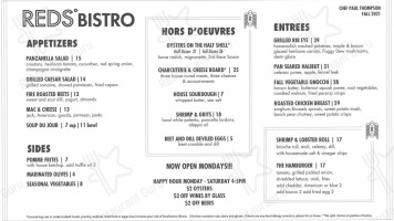 Reds' Bistro menu