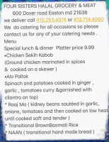 4 Sisters Kabob And Curry- Pakistani And Indian Cuisine And Grocery menu