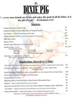 The Dixie Pig menu