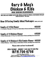 Gary Meg's Chicken Ribs menu