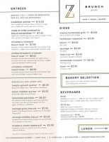 Z Bakery menu