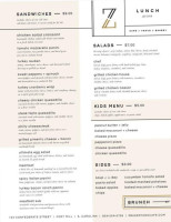 Z Bakery menu