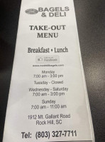 Rock Hill Bagels Deli menu