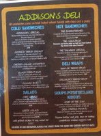 Addison's Deli Ice Cream Shop menu