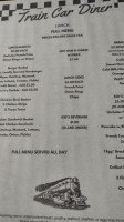 Train Car Diner menu