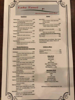 Lake Tansi Restaurant Bar menu