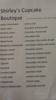 Shirley's Cupcake Boutique menu