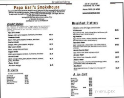 Papa Earl's menu