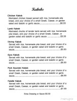 Chickpeas menu