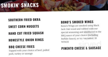 Bono's Pit -b-q menu