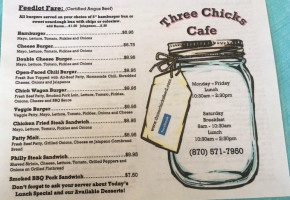 Three Chicks Feed, Seed Cafe menu