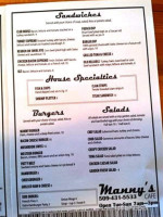 Mannys Care menu