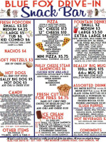 Blue Fox Drive-in Snack menu