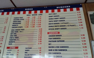 Wimpy's Hamburgers menu