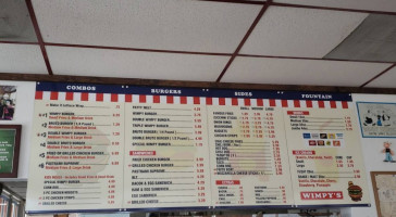 Wimpy's Hamburgers menu