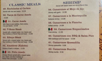 Monarcas Mexican menu