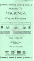 Hacienda Mexican menu