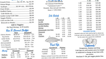 Monk Seafood menu