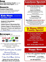 Dean's Filling Station Pizza Palace menu