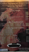 Goku Japanese Express menu